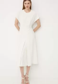 BOSS rochie culoarea bej, midi, evazati, 50518861 imagine