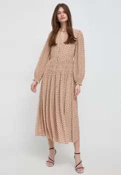 BOSS rochie culoarea bej, midi, evazati imagine