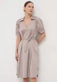 BOSS rochie culoarea bej, mini, evazati imagine