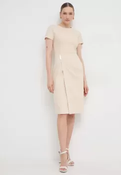 BOSS rochie culoarea bej, mini, mulata imagine