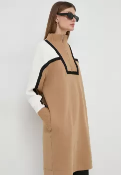 BOSS rochie culoarea bej, mini, oversize imagine