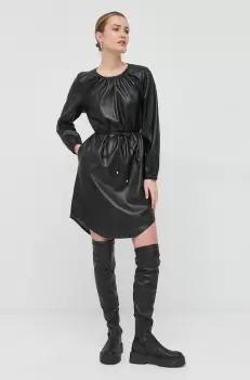 BOSS rochie culoarea negru, midi, drept imagine