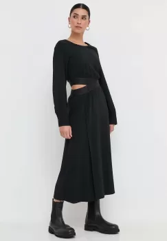 BOSS rochie culoarea negru, midi, evazati imagine