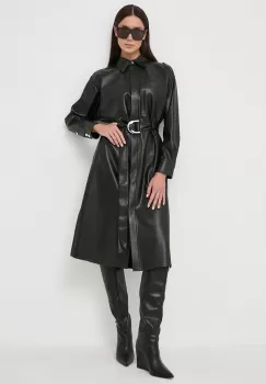 BOSS rochie culoarea negru, midi, evazati imagine