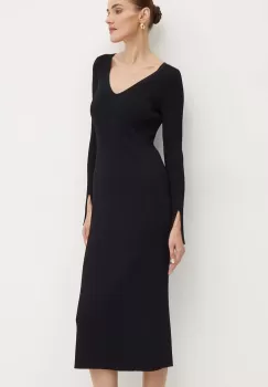 BOSS rochie culoarea negru, midi, mulata, 50518365 imagine