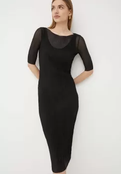 BOSS rochie culoarea negru, midi, mulata, 50519359 imagine