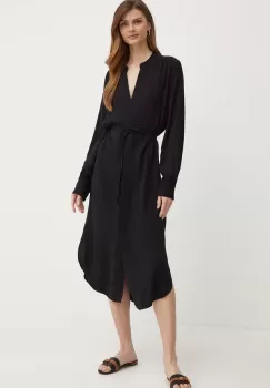 BOSS rochie culoarea negru, midi, oversize imagine