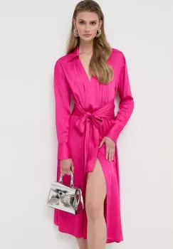 BOSS rochie culoarea roz, midi, evazati imagine