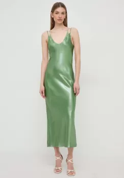 BOSS rochie culoarea verde, maxi, drept imagine