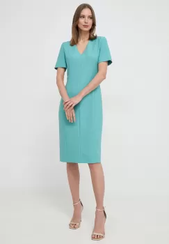 BOSS rochie culoarea verde, mini, mulata imagine