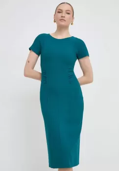 BOSS rochie culoarea verde, mini, mulata imagine