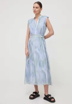 BOSS rochie de matase midi, evazati imagine