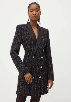 BOSS rochie din amestec de lana culoarea negru, mini, drept, 50524653 imagine