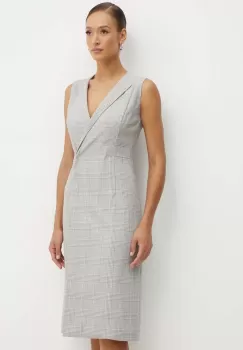 BOSS rochie din lana culoarea gri, midi, drept, 50518425 imagine