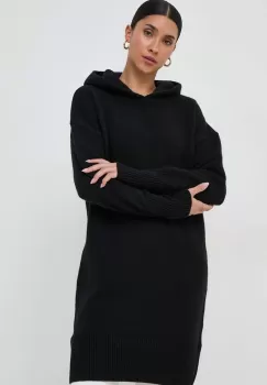 BOSS rochie din lana culoarea negru, mini, oversize imagine