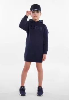 BOSS rochie fete culoarea albastru marin, mini, drept imagine