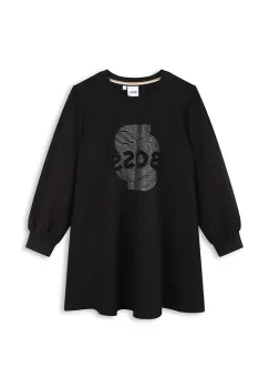 BOSS rochie fete culoarea negru, mini, oversize, J51108 imagine