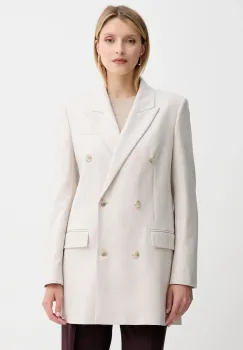 BOSS sacou din lana culoarea bej, cu doua randuri de nasturi, uni, 50548736 imagine