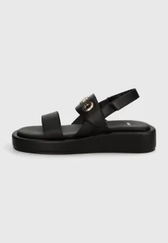 BOSS sandale de piele Scarlet femei, culoarea negru, cu platforma, 50513299 imagine