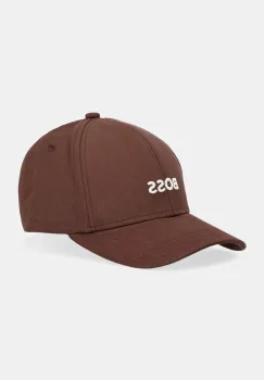 BOSS sapca de baseball din bumbac culoarea maro, cu imprimeu, 50495121 imagine