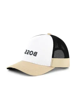 BOSS sapca din bumbac pentru copii culoarea bej, cu imprimeu, J51687 imagine
