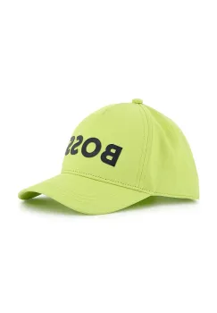 BOSS sapca din bumbac pentru copii culoarea verde, cu imprimeu, J51681 imagine