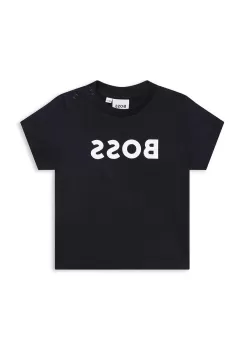 BOSS tricou bebe culoarea albastru marin, cu imprimeu imagine