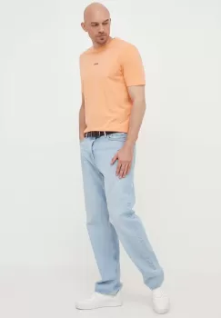 BOSS tricou BOSS CASUAL barbati, culoarea portocaliu, neted imagine