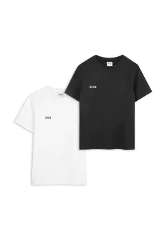 BOSS tricou de bumbac pentru copii 2-pack culoarea negru, cu imprimeu, J52680 imagine