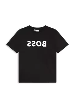 BOSS tricou de bumbac pentru copii culoarea alb, cu imprimeu imagine