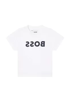 BOSS tricou de bumbac pentru copii culoarea alb, cu imprimeu imagine