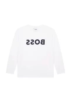 BOSS tricou de bumbac pentru copii culoarea alb, cu imprimeu imagine