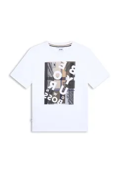 BOSS tricou de bumbac pentru copii culoarea alb, cu imprimeu, J51217 imagine