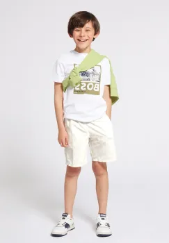 BOSS tricou de bumbac pentru copii culoarea alb, cu imprimeu, J52032 imagine