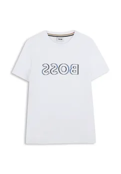 BOSS tricou de bumbac pentru copii culoarea alb, cu imprimeu, J52034 imagine