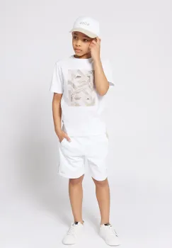 BOSS tricou de bumbac pentru copii culoarea alb, cu imprimeu, J52036 imagine