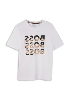 BOSS tricou de bumbac pentru copii culoarea alb, cu imprimeu, J52038 imagine