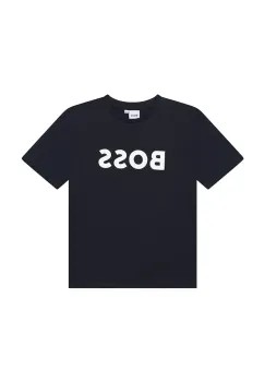BOSS tricou de bumbac pentru copii culoarea albastru marin, cu imprimeu imagine
