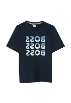 BOSS tricou de bumbac pentru copii culoarea albastru marin, cu imprimeu, J52038 imagine