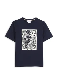 BOSS tricou de bumbac pentru copii culoarea albastru marin, cu imprimeu, J52050 imagine