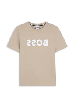 BOSS tricou de bumbac pentru copii culoarea bej, cu imprimeu, J52030 imagine