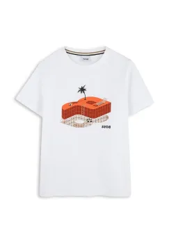 BOSS tricou de bumbac pentru copii culoarea bej, cu imprimeu, J52032 imagine