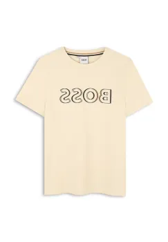 BOSS tricou de bumbac pentru copii culoarea bej, cu imprimeu, J52034 imagine