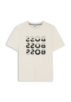 BOSS tricou de bumbac pentru copii culoarea bej, cu imprimeu, J52038 imagine