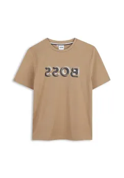 BOSS tricou de bumbac pentru copii culoarea maro, uni, J52360 imagine