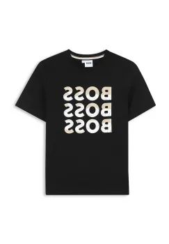 BOSS tricou de bumbac pentru copii culoarea negru, cu imprimeu, J52038 imagine