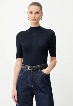 BOSS tricou de lana culoarea bleumarin, cu turtleneck, 50542885 imagine