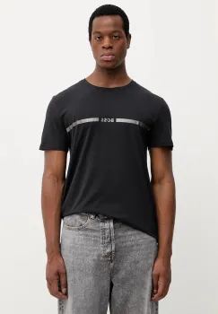 BOSS tricou de plaja din bumbac culoarea albastru marin, cu imprimeu imagine