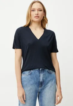 BOSS tricou din amestec de in femei, culoarea bleumarin, 50537543 imagine