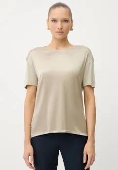 BOSS tricou din amestec de matase culoarea bej, 50457656 imagine
